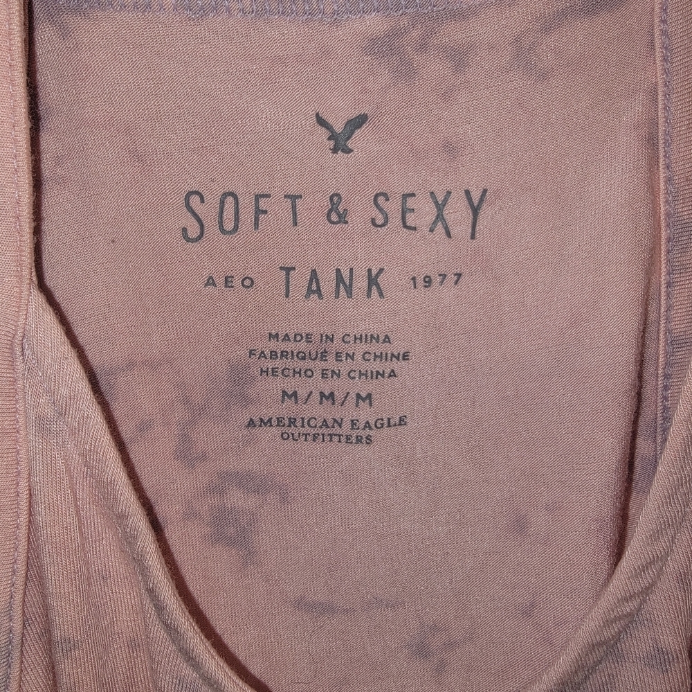 Soft & Sexy American Eagle Outfitters pink and gray tank top Racer back Misses M - Picture 2 of 6